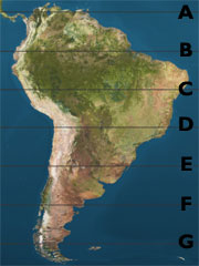 South America with lines of latitude overlaid