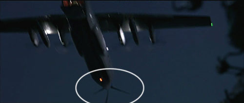 The Dark Knight airplane deploying Skyhook