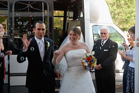 Couple arrives at reception