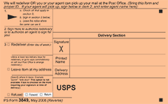 USPS Form 3849
