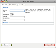 Insert/edit image to Twiki page